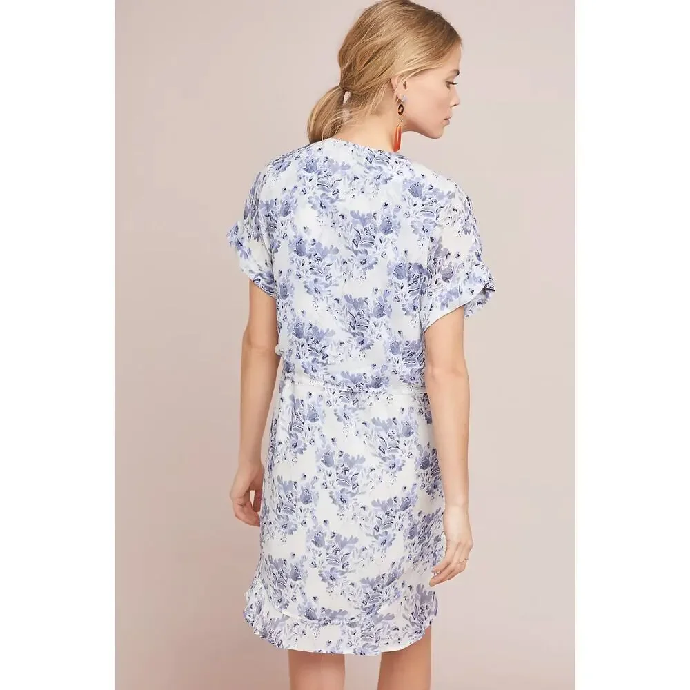 Cloth & Stone Anthropologie Blue Floral Girly Feminine Vivian Tunic Dress XS New